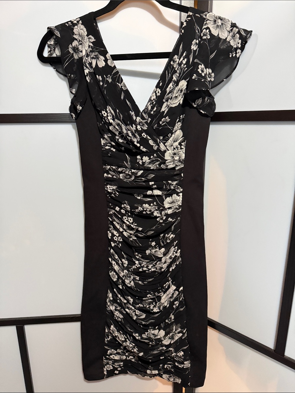 White House Black Market Black and White Floral Midi Dress